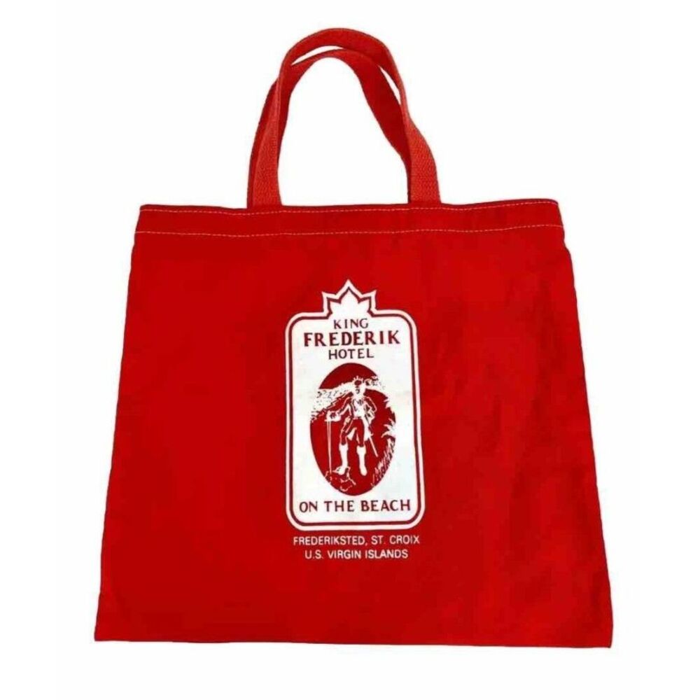 VINTAGE 1980s King Frederik Hotel St. Croix Red Tote Bag USVI Virgin Islands